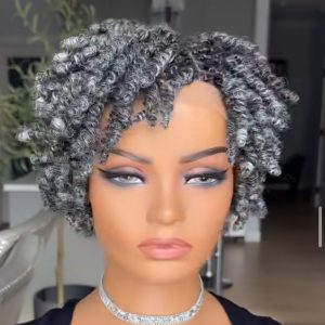 Salt and Pepper Kinky Twist Braided Wig
