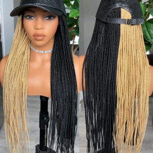 Micro Braids Cap Wig – Extra Long Straight Knotless Braided Wig with Adjustable Baseball Cap