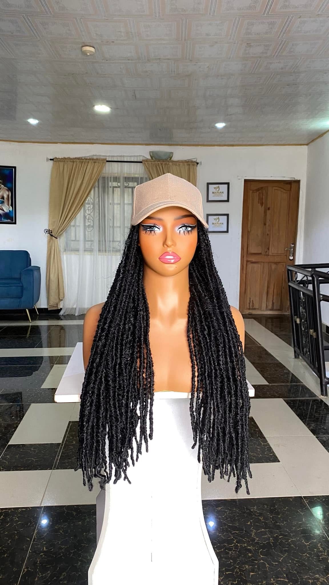 The Luxury Braided Cap Wig – Long Burgundy & Honey Blonde Mix (30") - Image 5