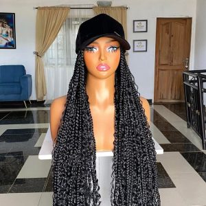 The Luxury Braided Cap Wig – Long Burgundy & Honey Blonde Mix (30")