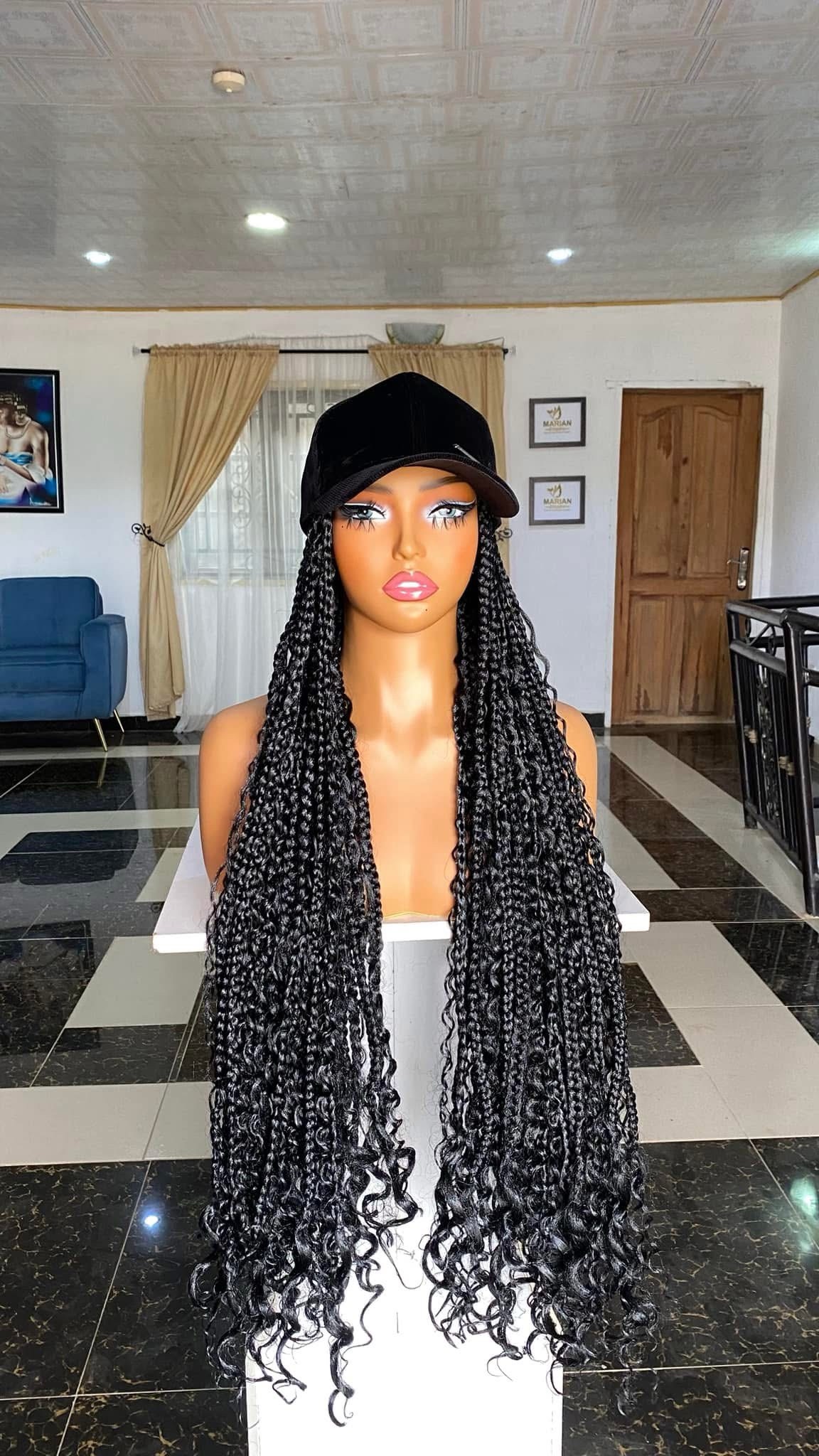 The Luxury Braided Cap Wig – Long Burgundy & Honey Blonde Mix (30")