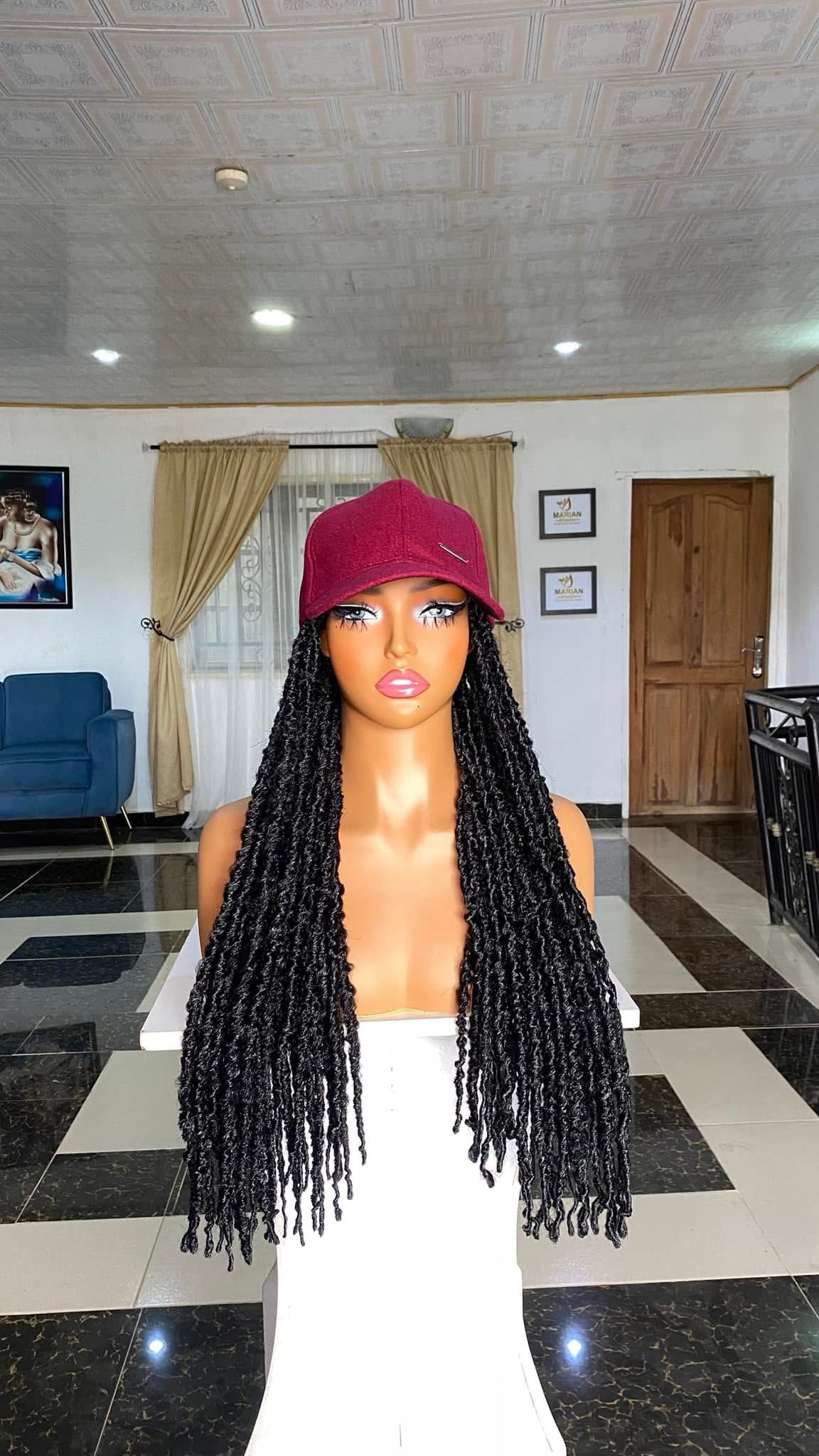 The Luxury Braided Cap Wig – Long Burgundy & Honey Blonde Mix (30") - Image 3