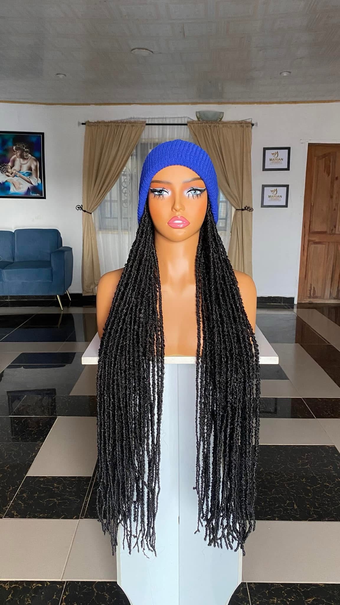 The Luxury Braided Cap Wig – Long Burgundy & Honey Blonde Mix (30") - Image 12