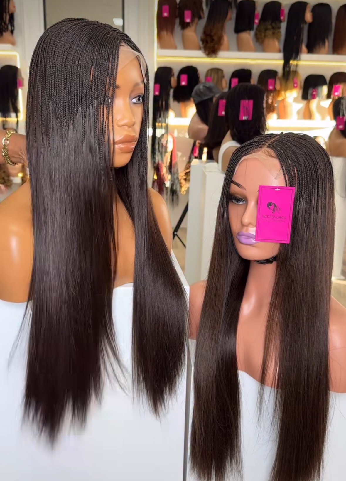 Hybrid human hair straight 22’’ Micro-Braid HD Lace Frontal with Silky Bone Straight Ends