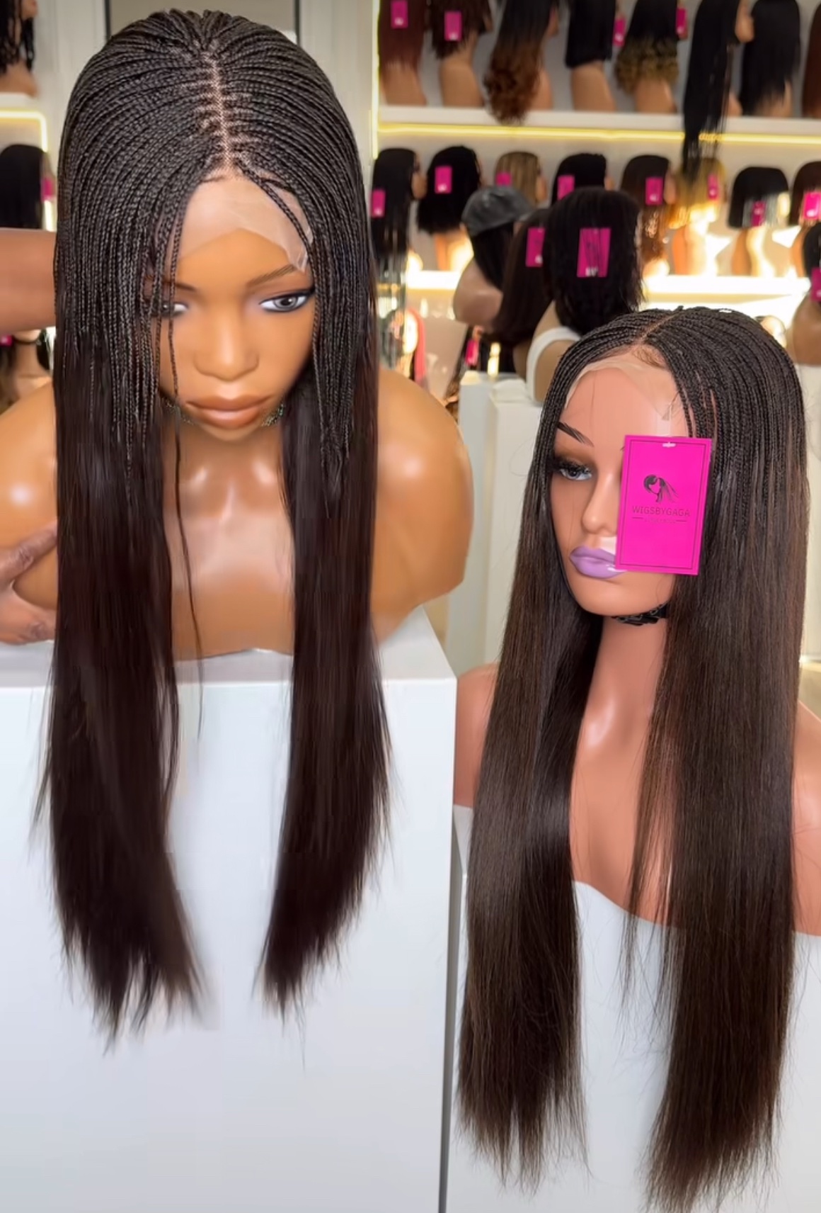 Hybrid human hair straight 22’’ Micro-Braid HD Lace Frontal with Silky Bone Straight Ends - Image 2
