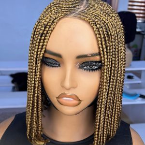 Amira’s wig Hand-Braided HD Lace Front Bob Wig – 10” Full Lace Micro Box Braid Bob with Baby Hair