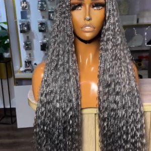 Hand-Braided Boho Knotless Lace Front Unit – Available in All Colors (Including Silver-Grey, Blue, Burgundy, and Honey Blonde)