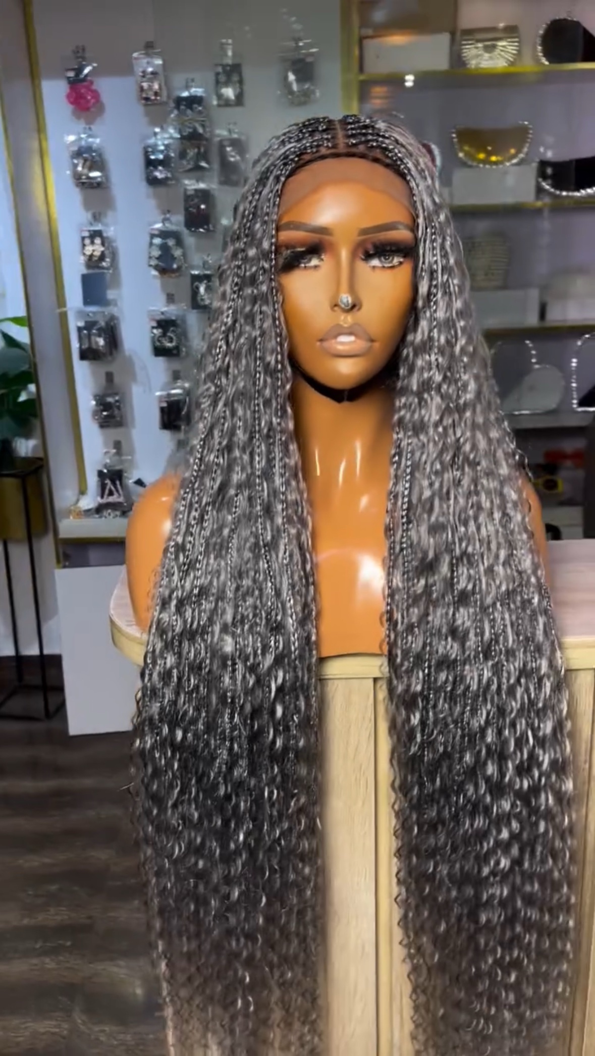 Hand-Braided Boho Knotless Lace Front Unit – Available in All Colors (Including Silver-Grey, Blue, Burgundy, and Honey Blonde)