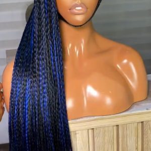 Easter sales 🛍️🛍️ Hand-Braided Micro-Knotless Lace Front Unit – Available in All Colors (Burgundy, Blonde, Blue Mix, and Espresso)