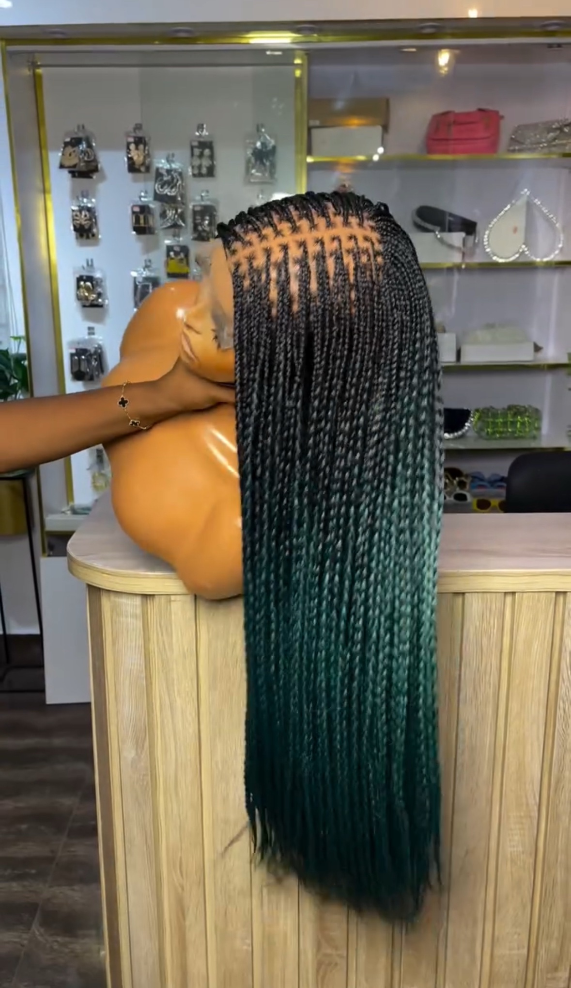 Easter sales 🛍️🛍️ Hand-Braided Micro-Knotless Lace Front Unit – Available in All Colors (Burgundy, Blonde, Blue Mix, and Espresso) - Image 2