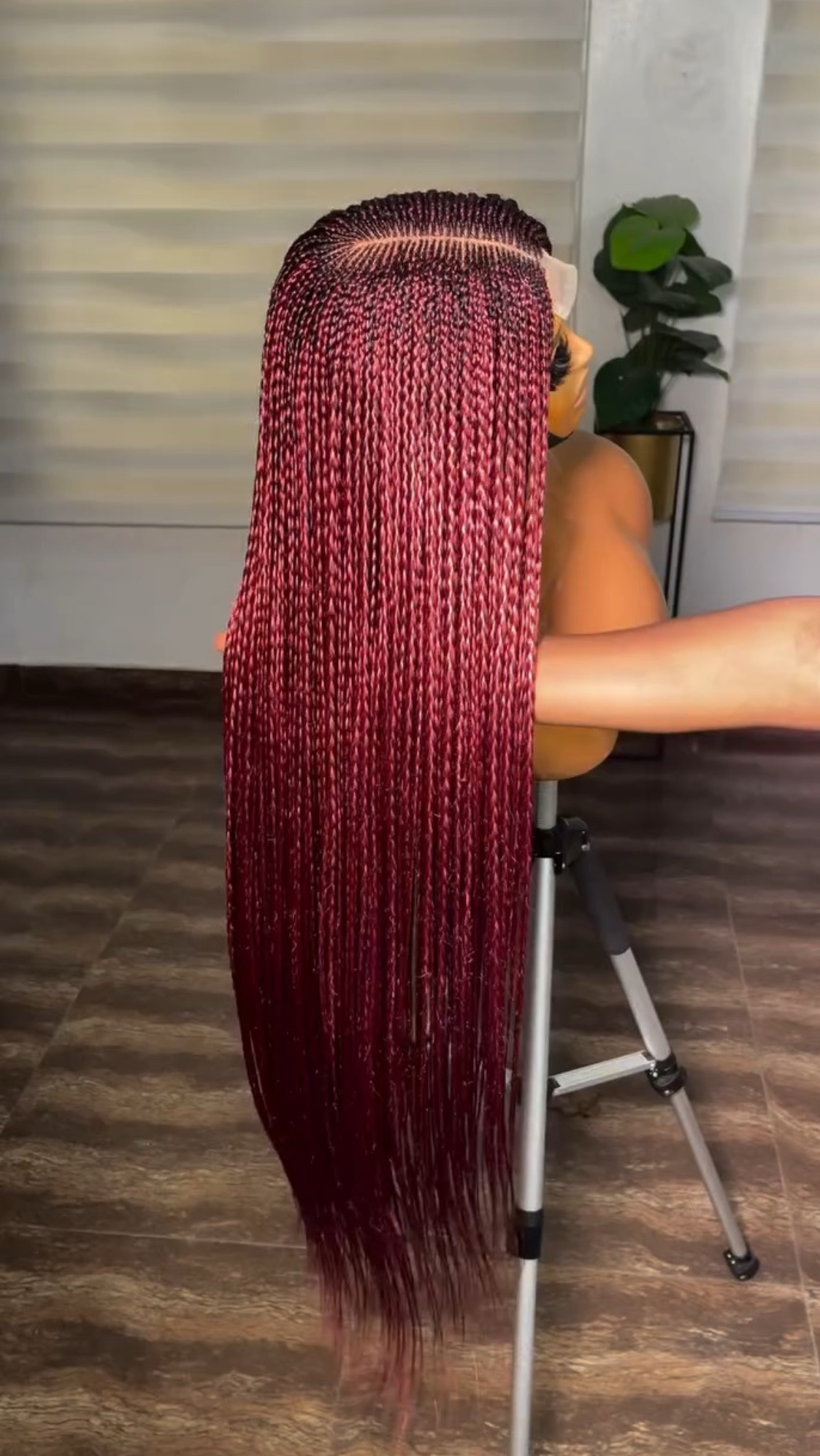 Bone straight wig -Honey Blonde Ombré Braided Lace Front Wig – Knotless Curls - Image 4