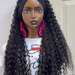 Straight Micro Braids Headband Wig – Long Knotless Braided Wig (Natural Black)