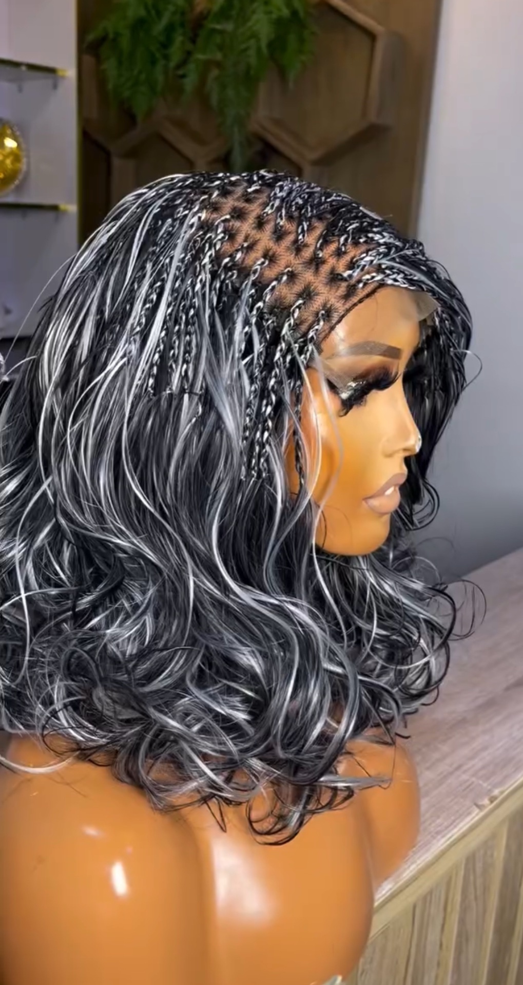 Bohemian Micro-Braided Lace Front Wig – Wavy Bob Cut with HD Transparent Lace - Image 6