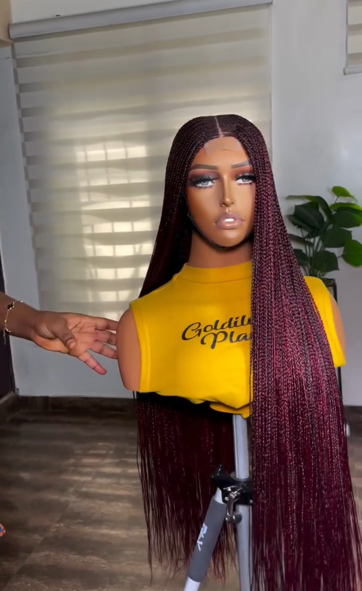 Bone straight wig -Honey Blonde Ombré Braided Lace Front Wig – Knotless Curls - Image 3