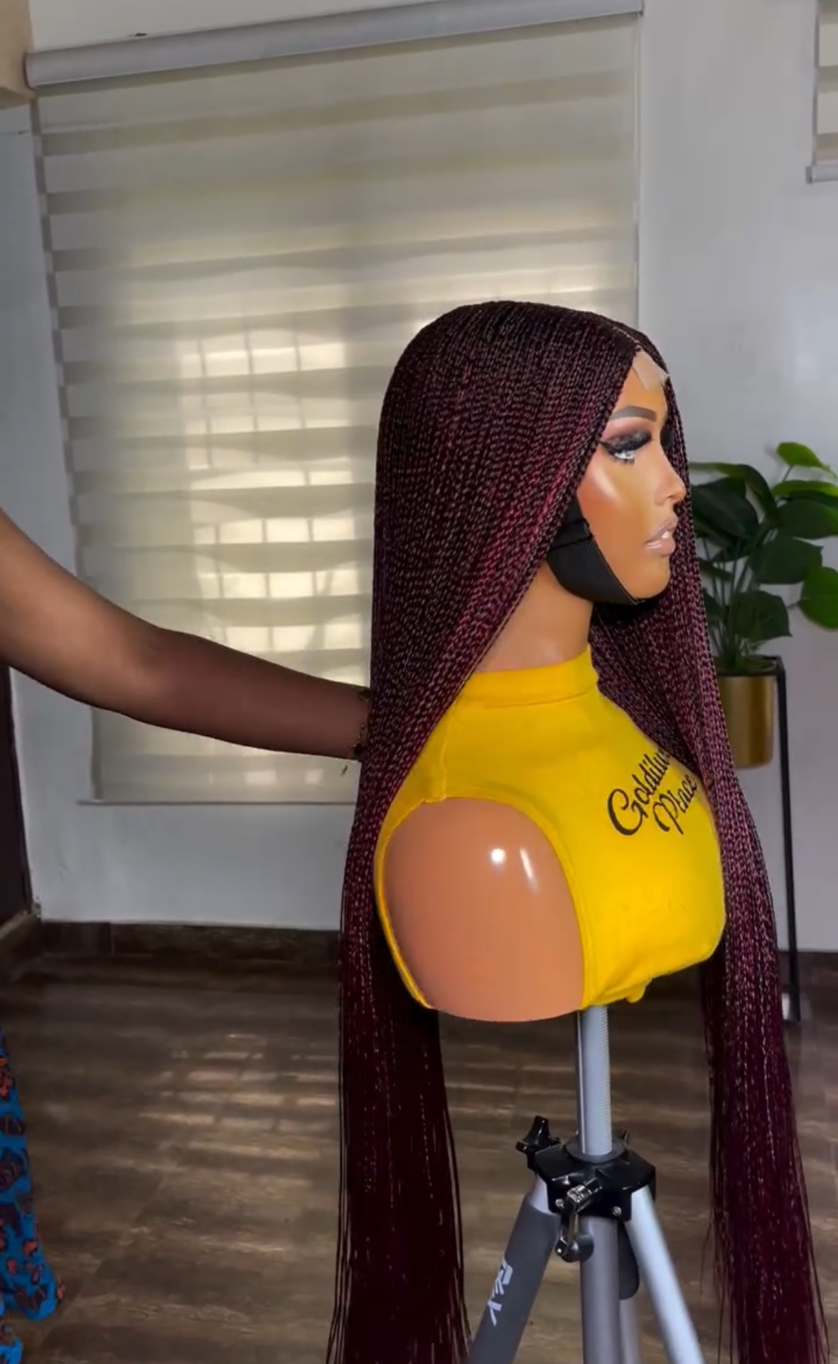 Bone straight wig -Honey Blonde Ombré Braided Lace Front Wig – Knotless Curls - Image 2