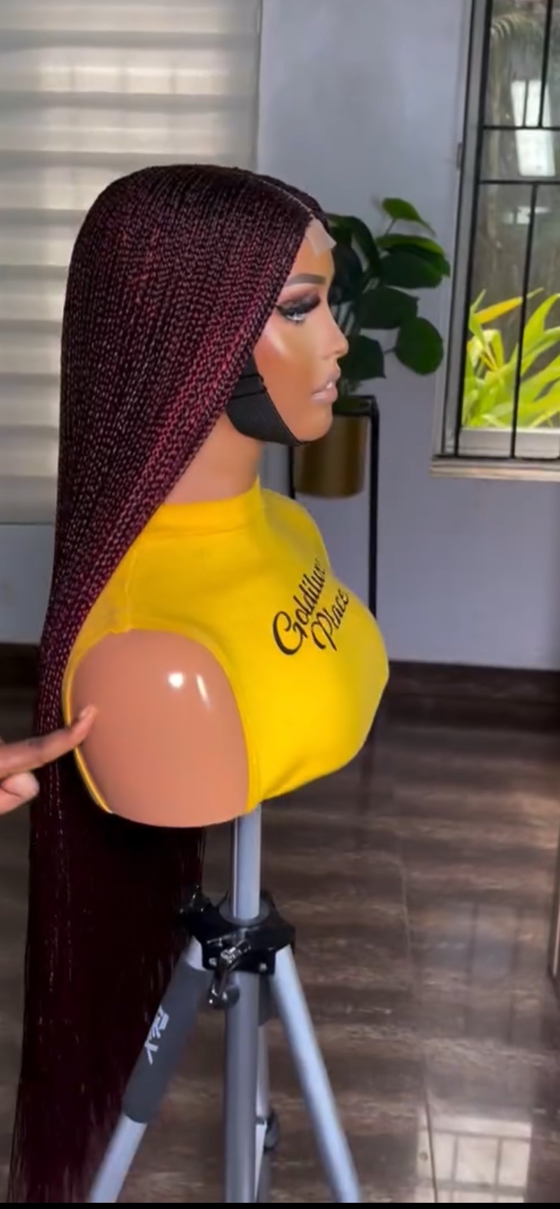 Bone straight wig -Honey Blonde Ombré Braided Lace Front Wig – Knotless Curls