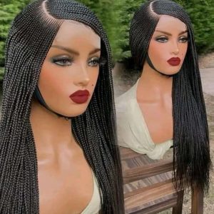 7x7 HD Lace Knotless Braided Wig – Burgundy Micro Braids