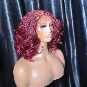 Bohemian Micro-Braided Lace Front Wig – Wavy Bob Cut with HD Transparent Lace