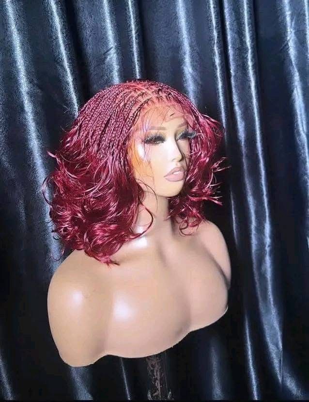 Bohemian Micro-Braided Lace Front Wig – Wavy Bob Cut with HD Transparent Lace