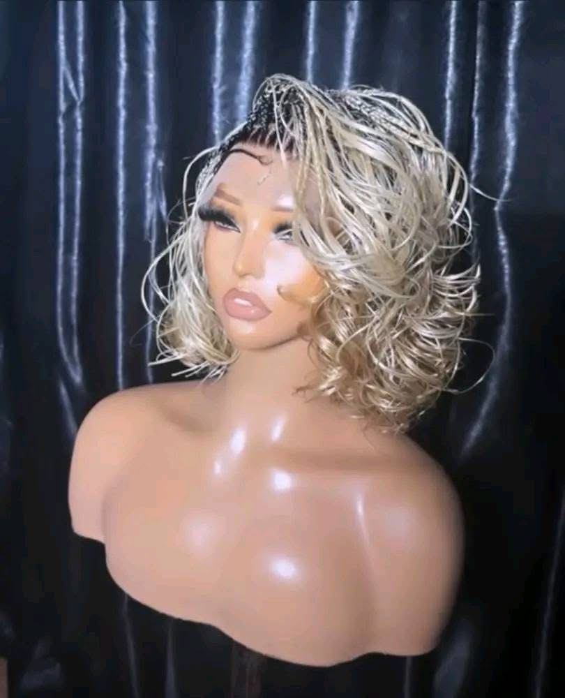 Bohemian Micro-Braided Lace Front Wig – Wavy Bob Cut with HD Transparent Lace - Image 2