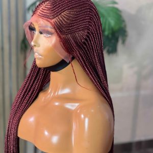 Zahara’s Premium Burgundy Cornrow Lace Front Wig with HD Transparent Lace