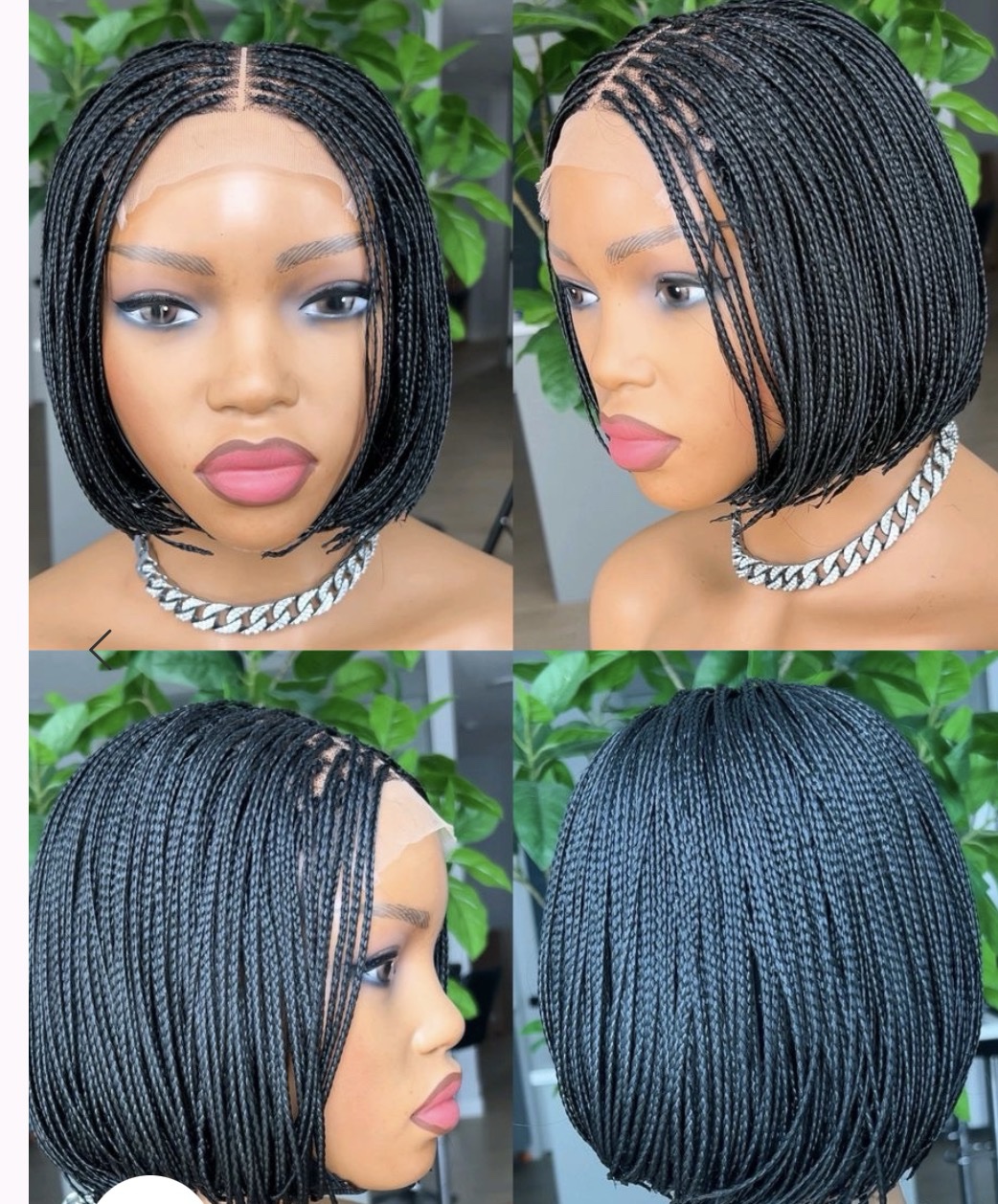 Braided Bob Wig – Middle Part Micro Box Braid Lace Frontal - Image 3