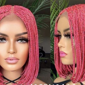 Braided Bob Wig – Middle Part Micro Box Braid Lace Frontal