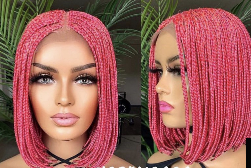 Braided Bob Wig – Middle Part Micro Box Braid Lace Frontal