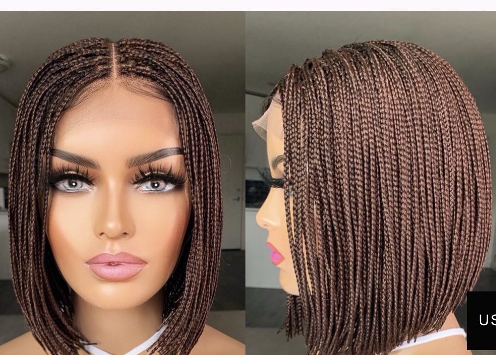 Braided Bob Wig – Middle Part Micro Box Braid Lace Frontal - Image 4