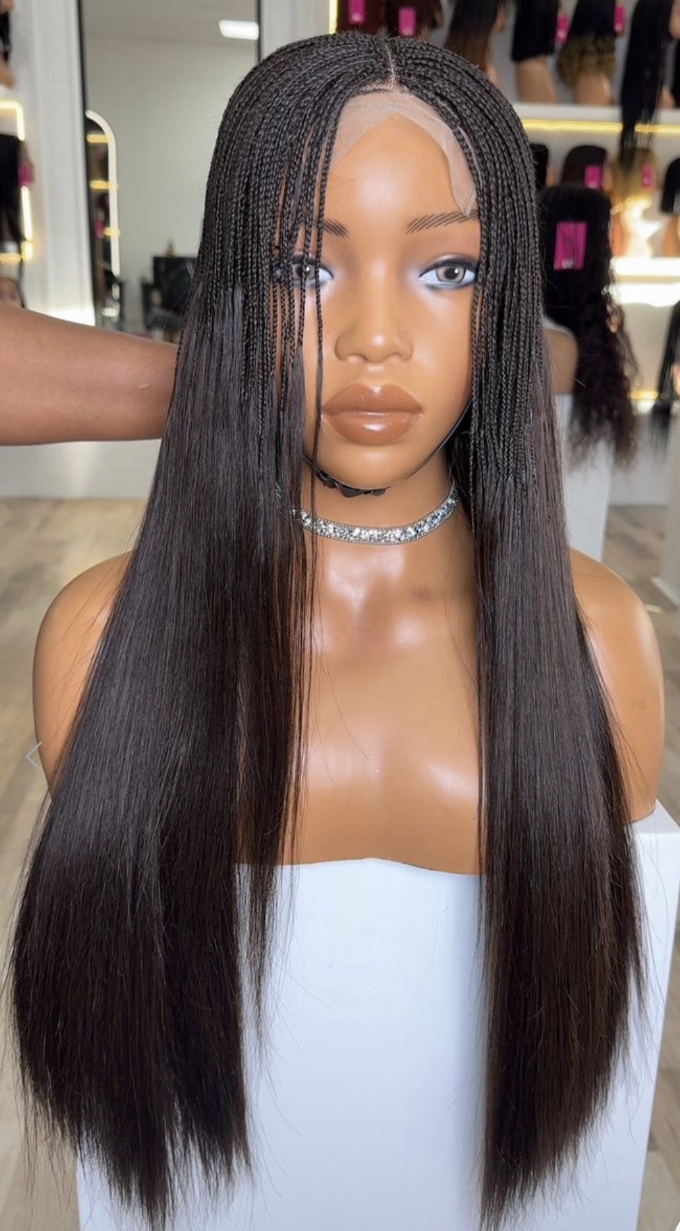 Easter sales 🛍️🛍️🛍️ 24” Hybrid Human Hair Straight Micro-Braid Lace Frontal Wig