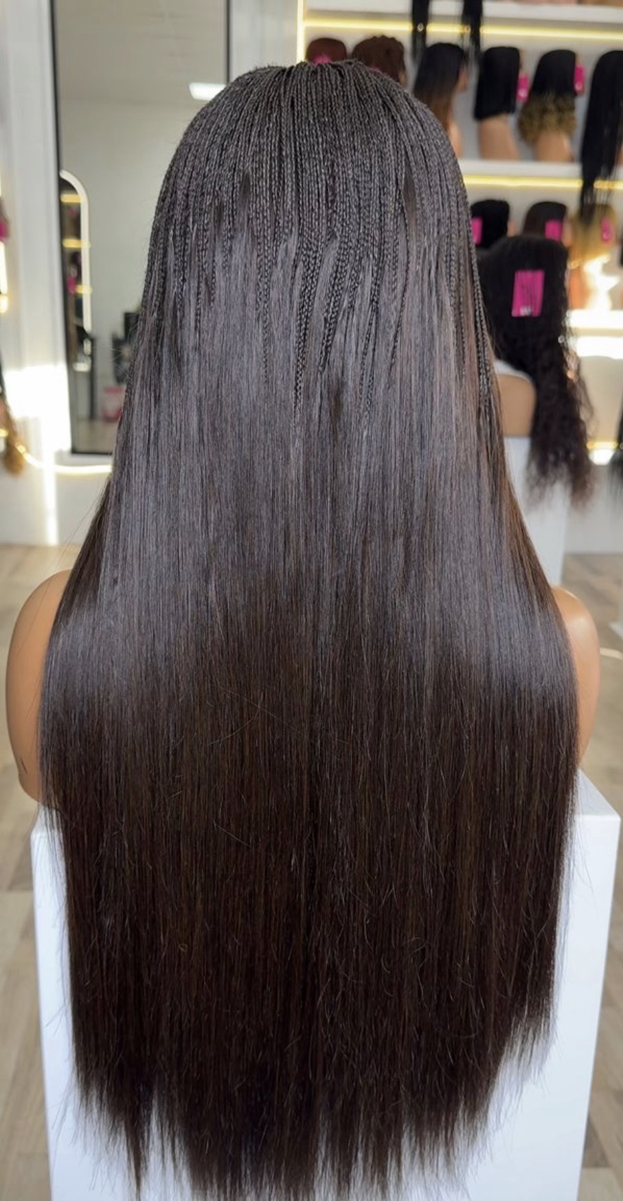 Easter sales 🛍️🛍️🛍️ 24” Hybrid Human Hair Straight Micro-Braid Lace Frontal Wig - Image 3