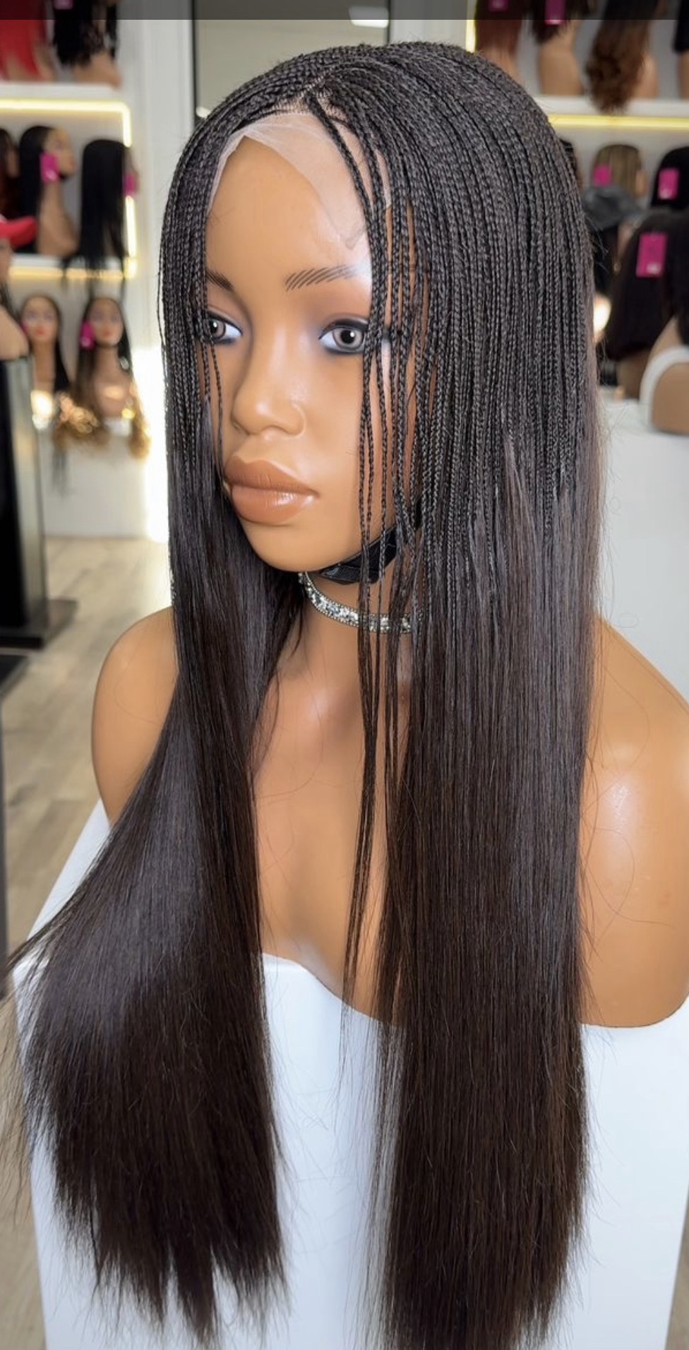 Easter sales 🛍️🛍️🛍️ 24” Hybrid Human Hair Straight Micro-Braid Lace Frontal Wig - Image 4
