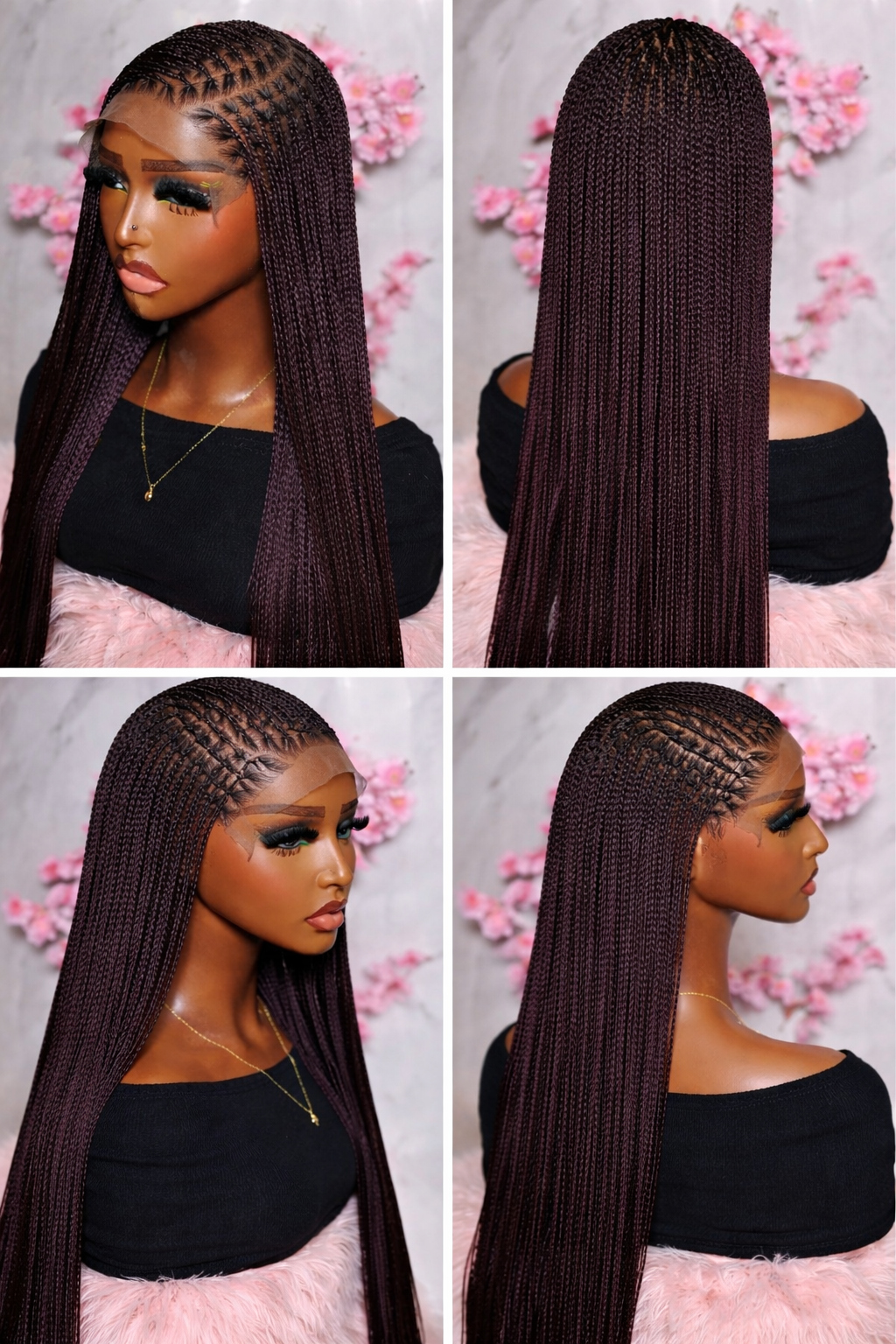 22,24,26,30” Side Cornrow Human Hair Mix Color Braided Wig - Image 5