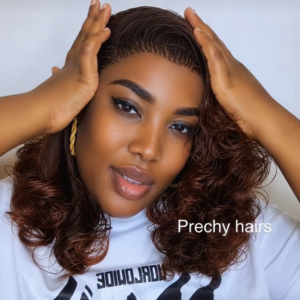 italian Silky Curly Bob Lace Wig – Deep Chocolate Brown | Micro Braid Hairline|HD lace