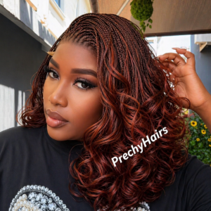 Italian Silky Bounce Twist Braided Wig – Burgundy Red | HD Lace Front Bob Wig