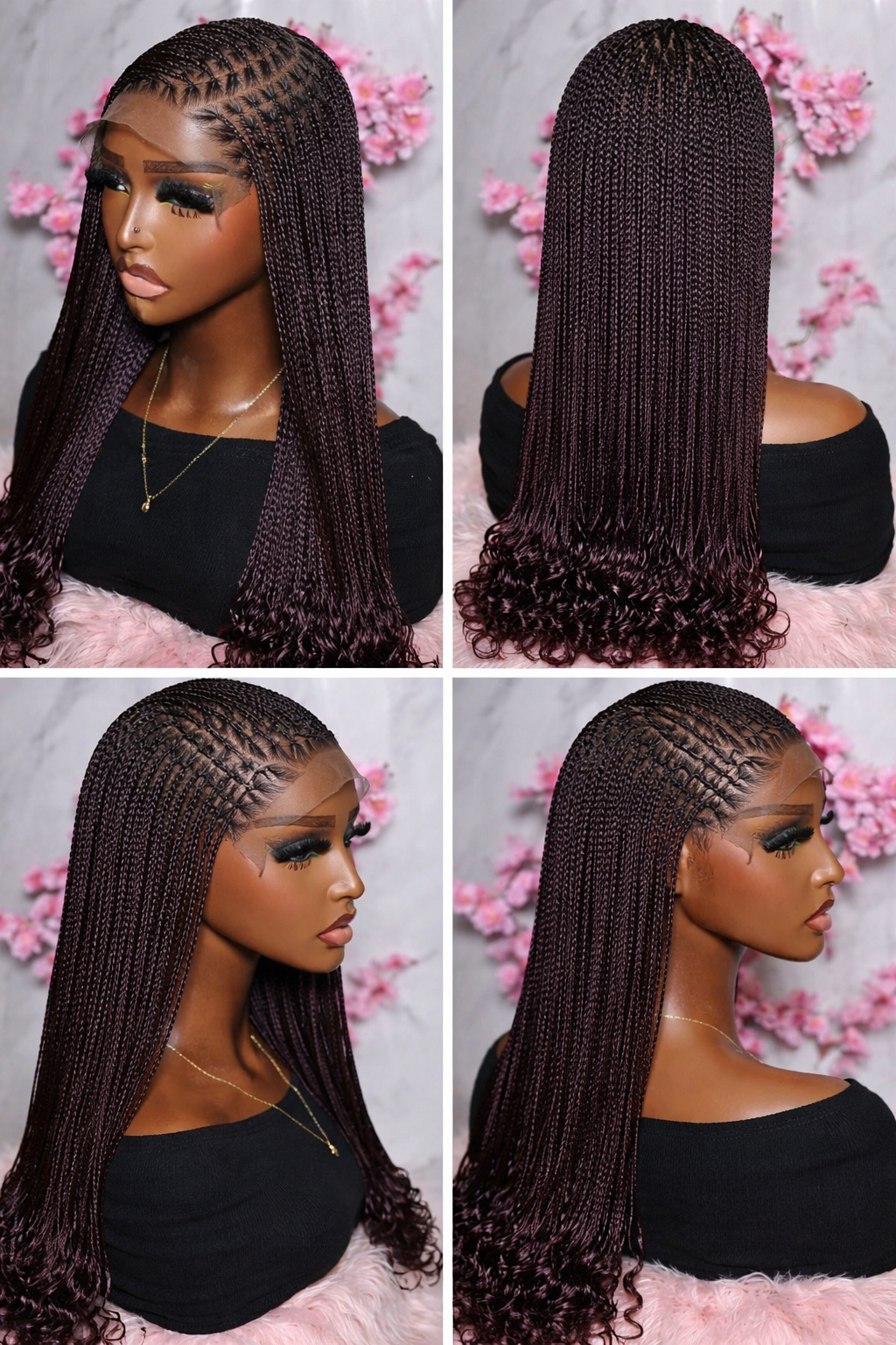 22,24,26,30” Side Cornrow Human Hair Mix Color Braided Wig - Image 6