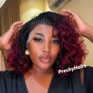 Italian Silky Bounce Twist Braided Wig – Black to Magenta Burgundy Ombre | HD Lace Front