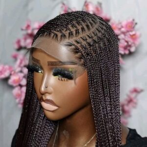22,24,26,30” Side Cornrow Human Hair Mix Color Braided Wig