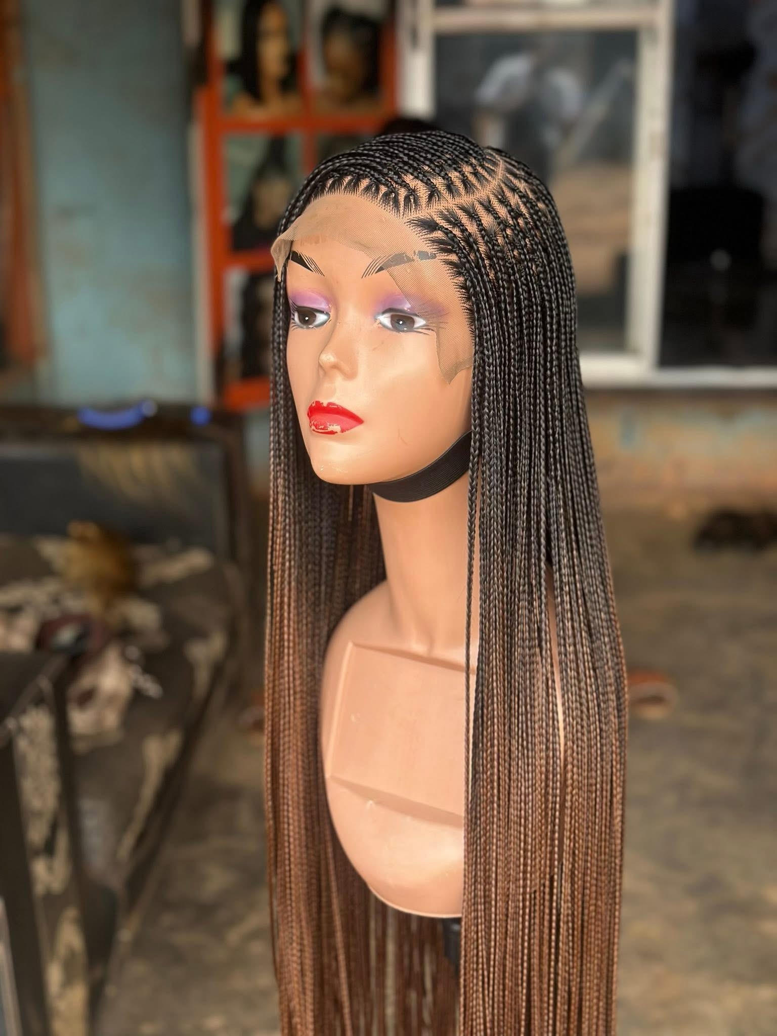 22,24,26,30” Side Cornrow Human Hair Mix Color Braided Wig - Image 7