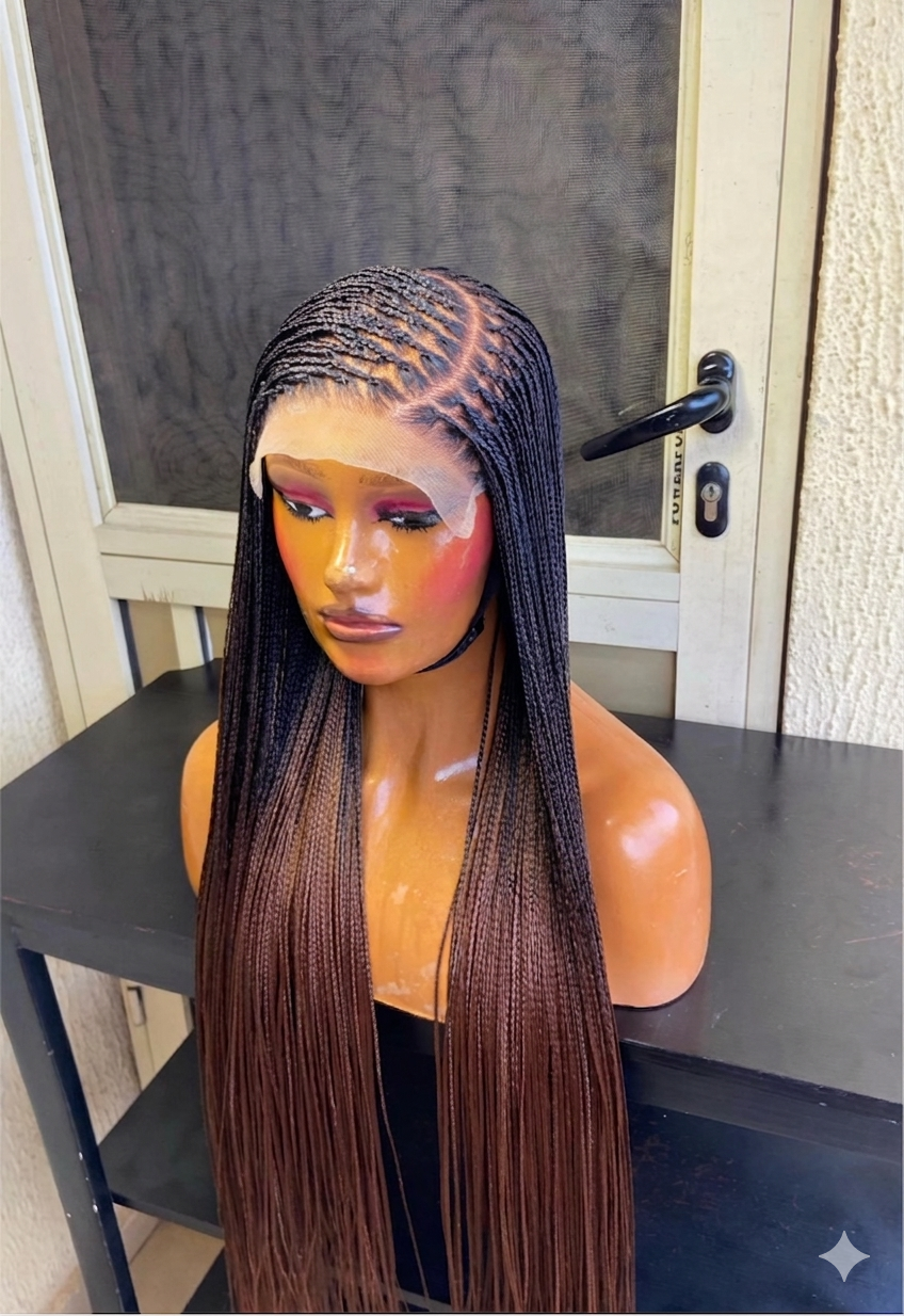 22,24,26,30” Side Cornrow Human Hair Mix Color Braided Wig - Image 4