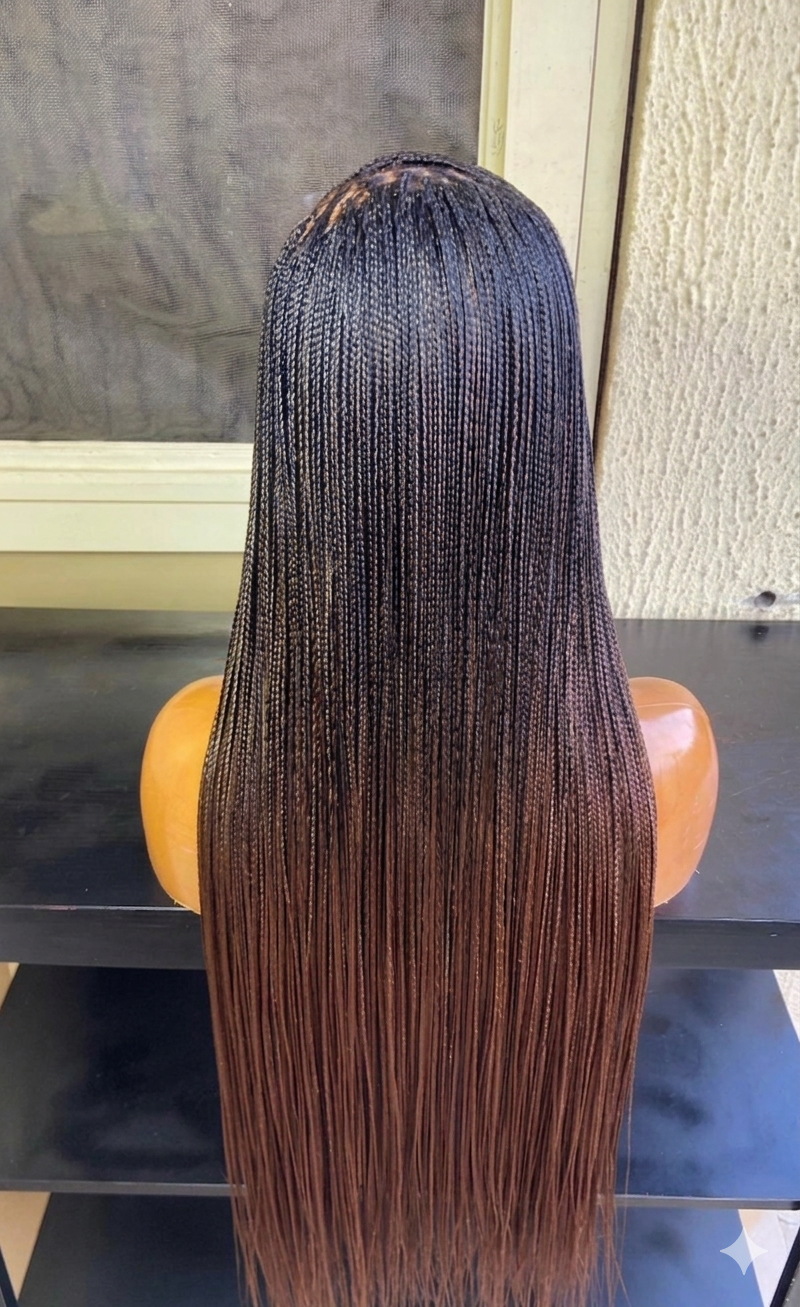 22,24,26,30” Side Cornrow Human Hair Mix Color Braided Wig - Image 3