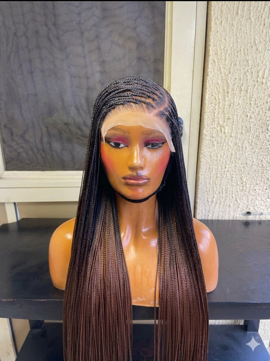 22,24,26,30” Side Cornrow Human Hair Mix Color Braided Wig - Image 2