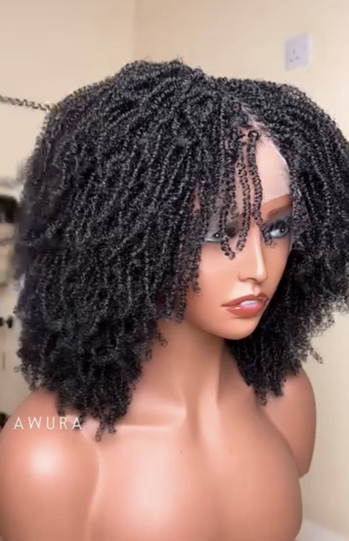 Konadu Twist Bob Unit – Handmade Kinky Twist Lace Wig | Natural Afro Texture🛍️