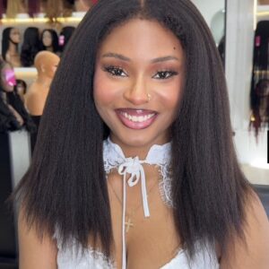 10” Kinky Straight Human Hair Lace Wig