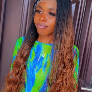 Two-Tone Ombre 1 Million Braids Wig | Black to Honey Brown | Long Wavy Ends | Lightweight Full Wig