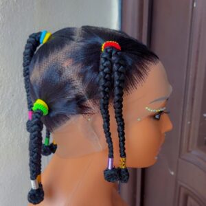Babies Colorful Rubber Band Knotless Updo Braided Wig