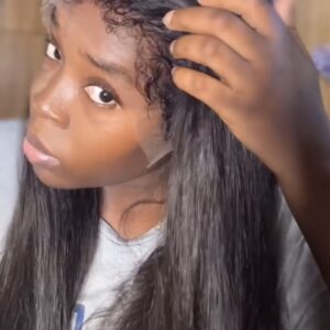 26" double drawn silky straight13x4 HD lace frontal wig100% virgin human hairNatural colour 1b