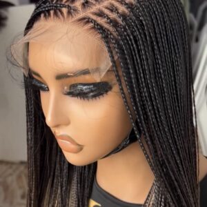 100% Human Hair 6x6 Closure Knotless Braids Wig – side part Luxury Long Highlight Braided Wig