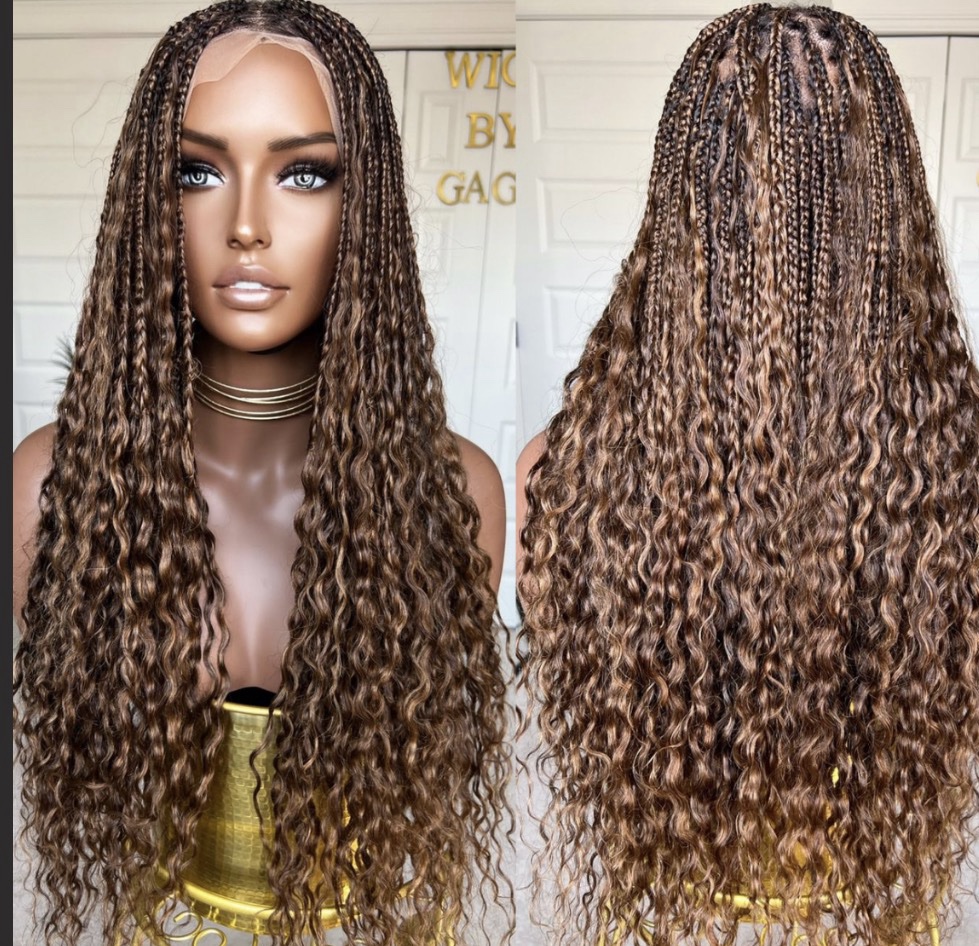 Style: 100% Virgin Human Hair Braids (Lugos) HD Full Lace Wig – Boho Island Curls - Image 3