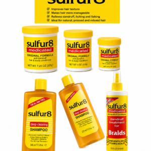 Sulfur 8 Complete Scalp Care Collection – Anti-Dandruff Shampoo, Medicated Conditioner & Braid Spray for Itchy, Flaky Scalp